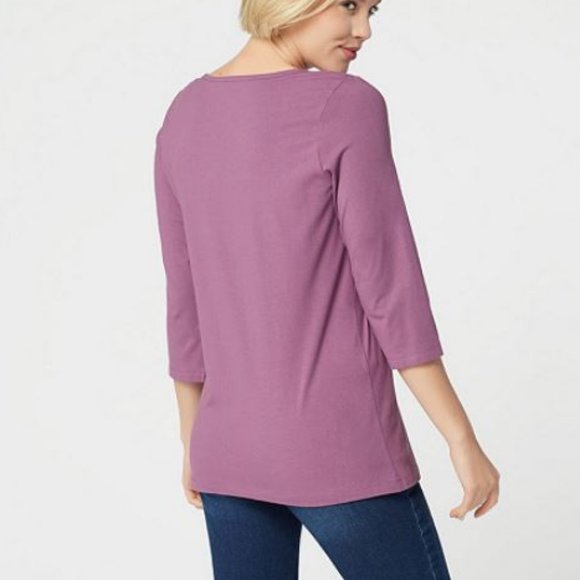 Perfect Jersey Boat-Neck 3/4-Sleeve Top 315 - Picture 2 of 2